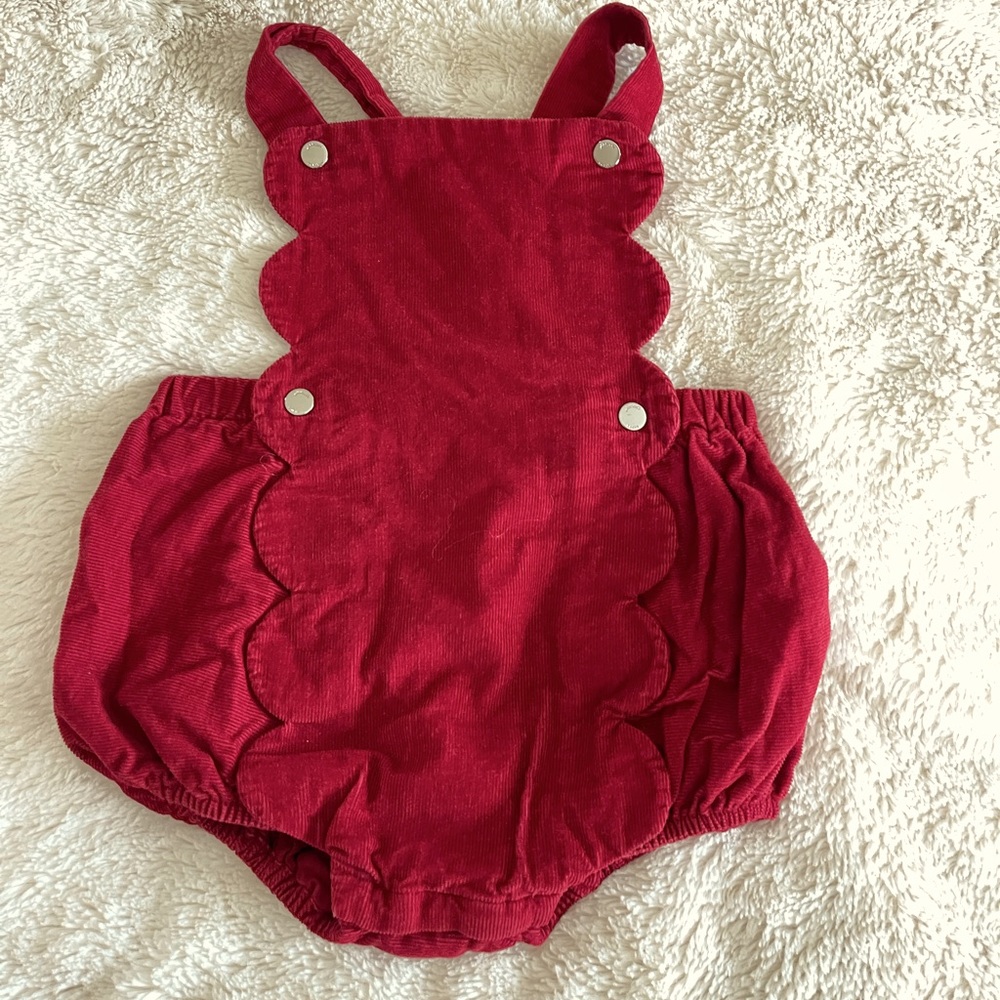Jacadi red corduroy bloomer romper. 12 month.